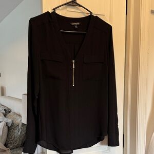 Express Women's Black Zip-Front Blouse